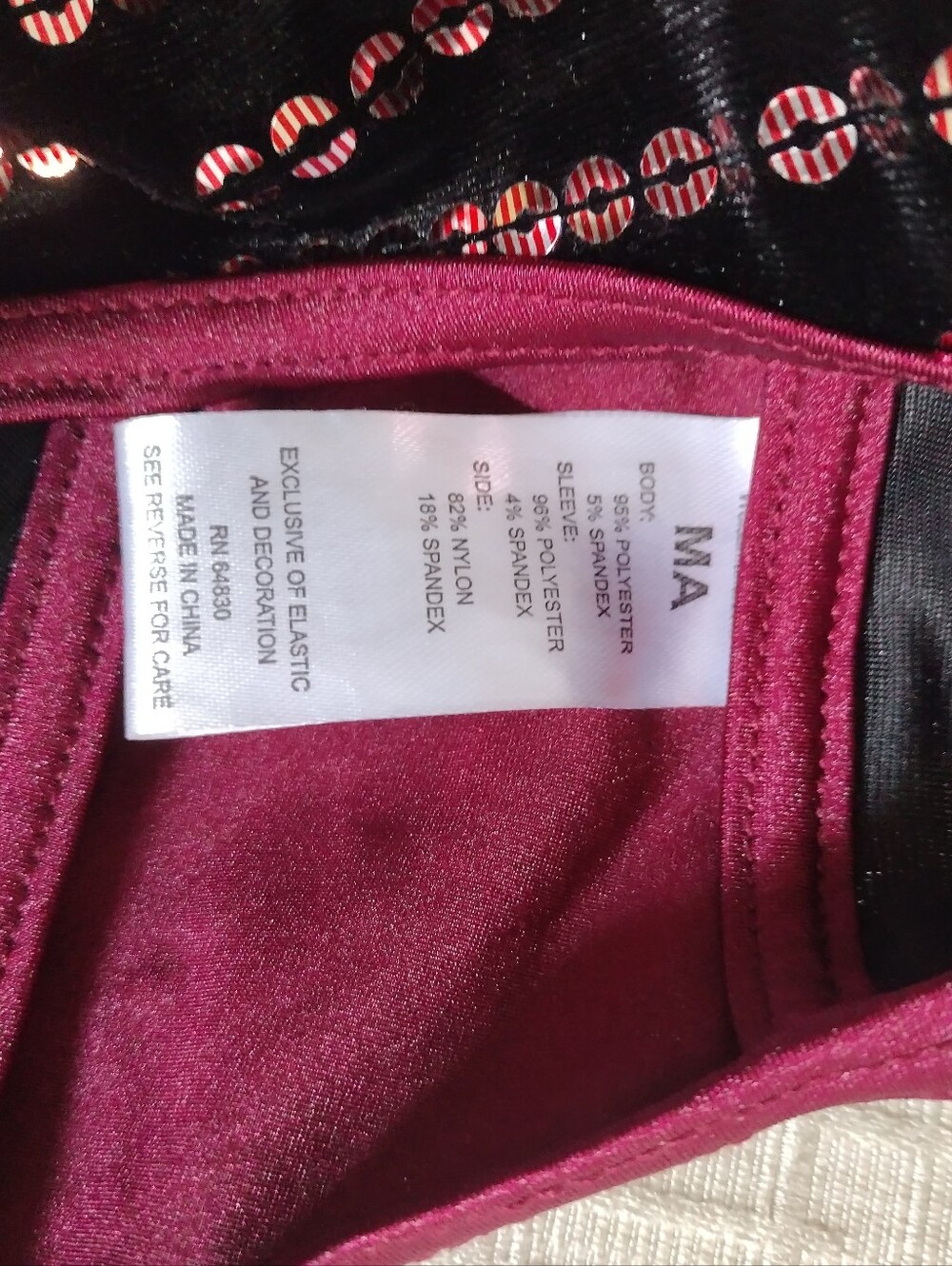 Weissman Elite Need You Tonight Burgundy Velvet Foil Dance Dress Costume MA - Picture 7 of 7